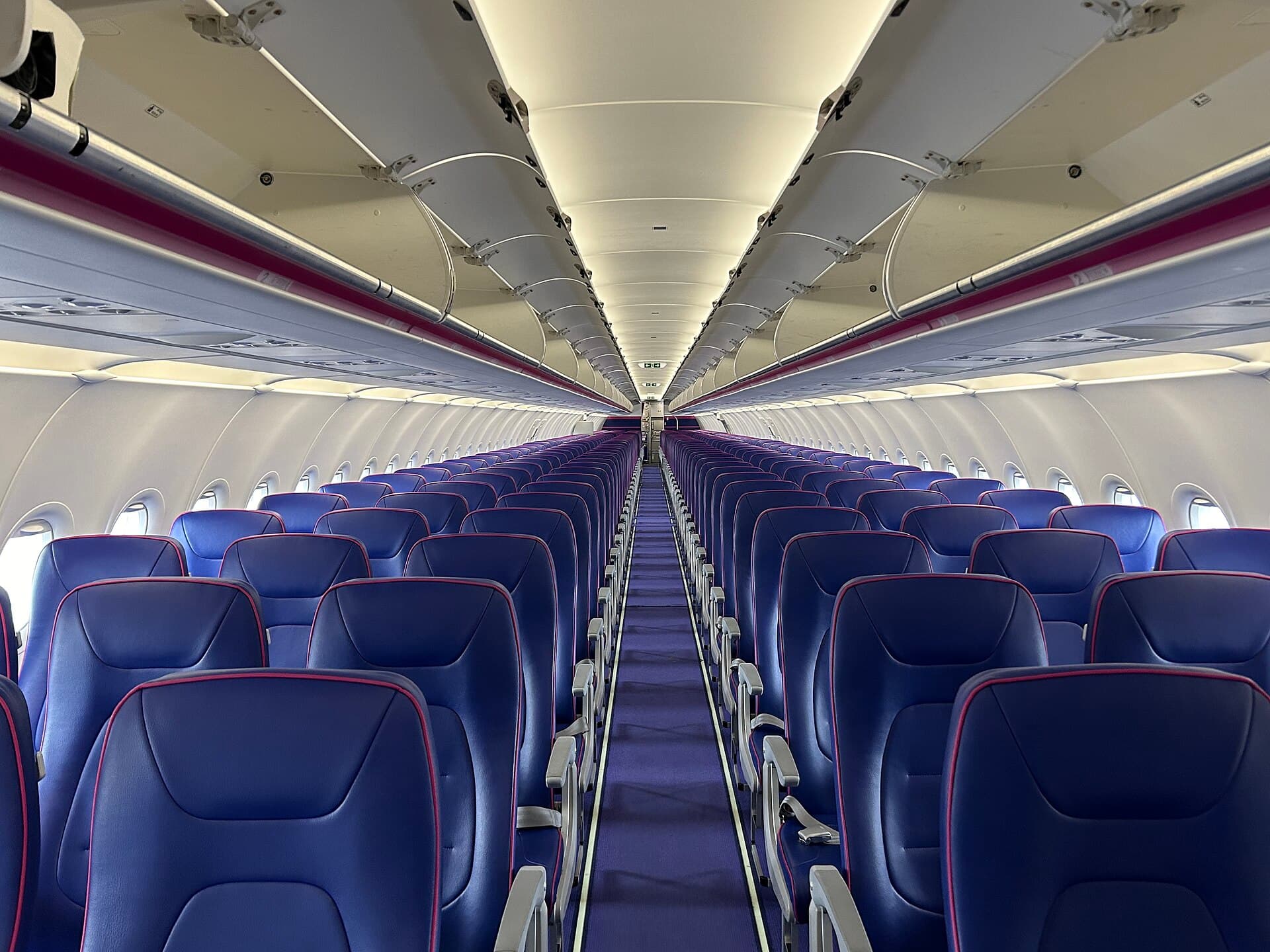 Interior of a commercial aircraft cabin